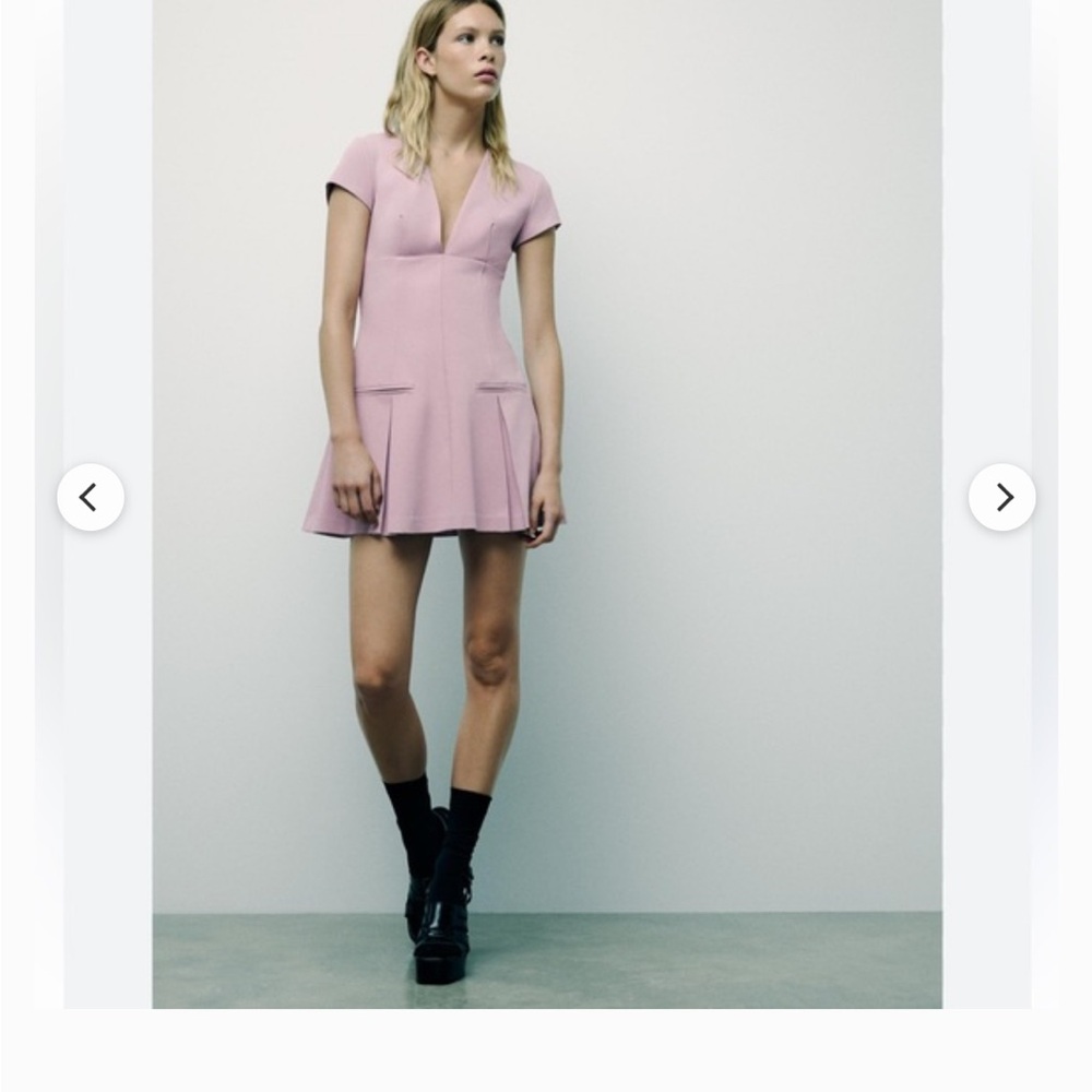Zara pleated mini  Short Sleeve Skater Dress